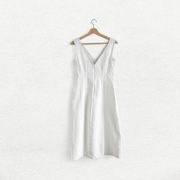 J.Crew Stretch Twill Corset Midi Dress in White - Picture 2 of 8